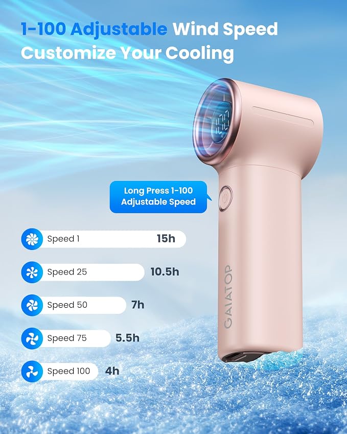 Gaiatop Mini Portable Handheld Fan, 4000mAh Personal Turbo Fans Pocket Size - Image 6