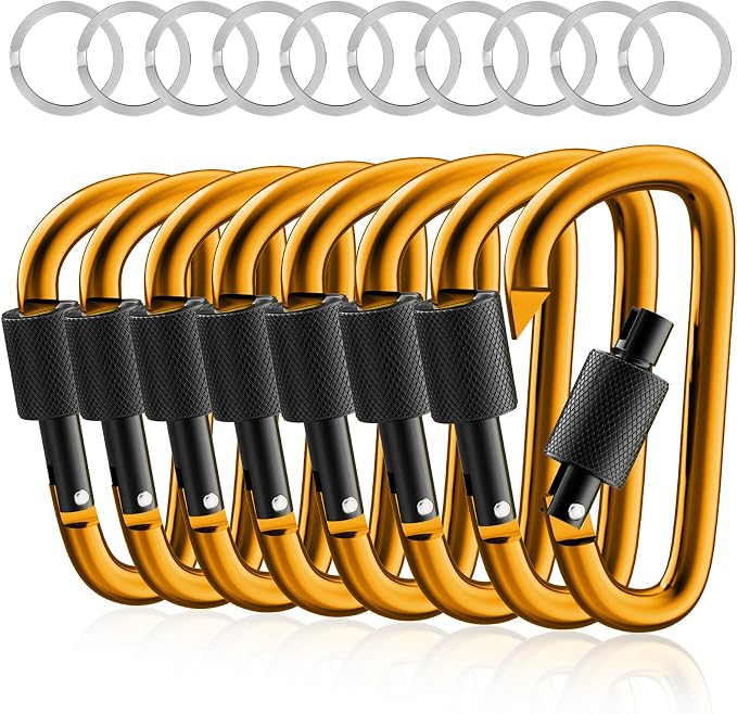 sprookber 3" Locking Carabiners | Keychain Carbineers D Ring Key Clip Spring by Sprookber