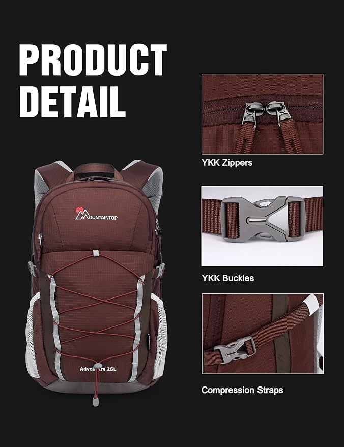 MOUNTAINTOP 25L Hiking Backpack, Lightweight Travel Backpack - Image 7