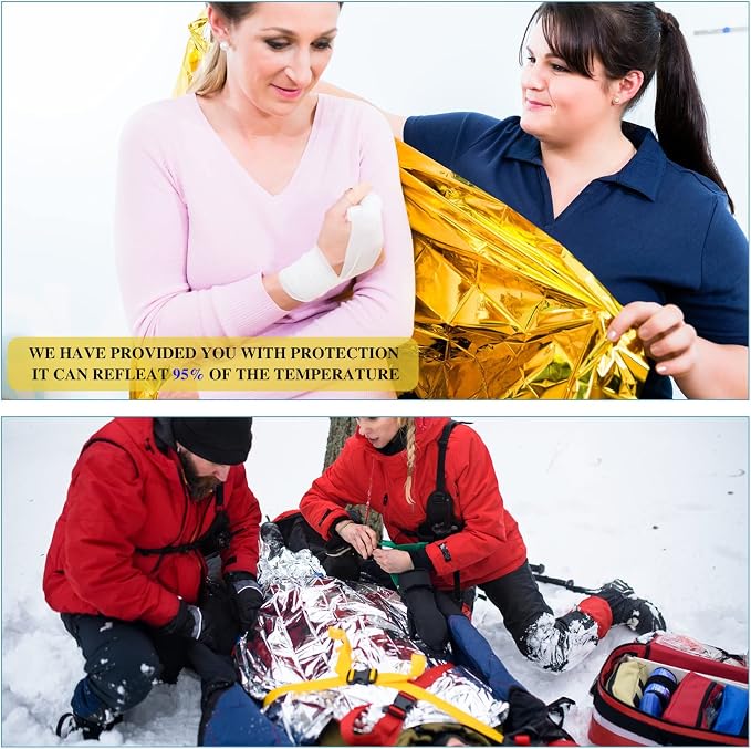 Macarrie 100 Pack Emergency Thermal Blankets Silver Foil Survival Blanket Kit - Image 5