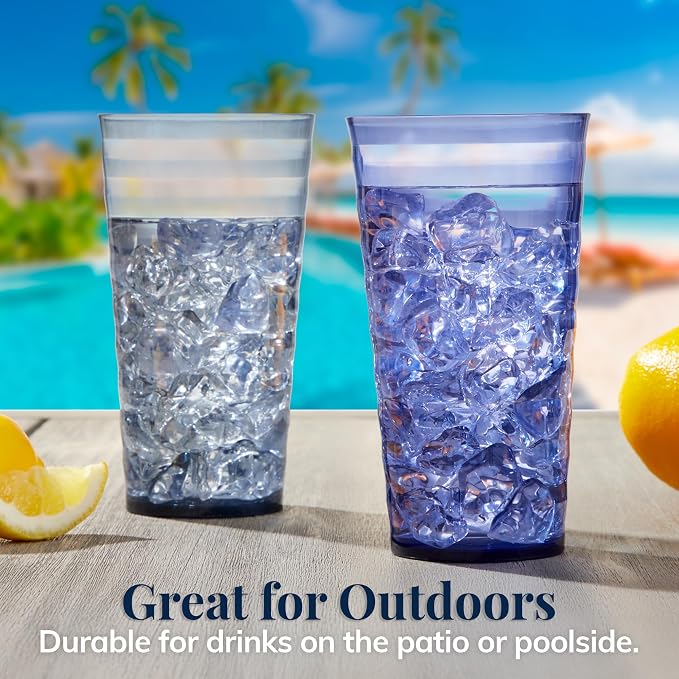 US Acrylic Splash 18 ounce Plastic Stackable Water Tumblers in 4 Coastal Colors - Image 7