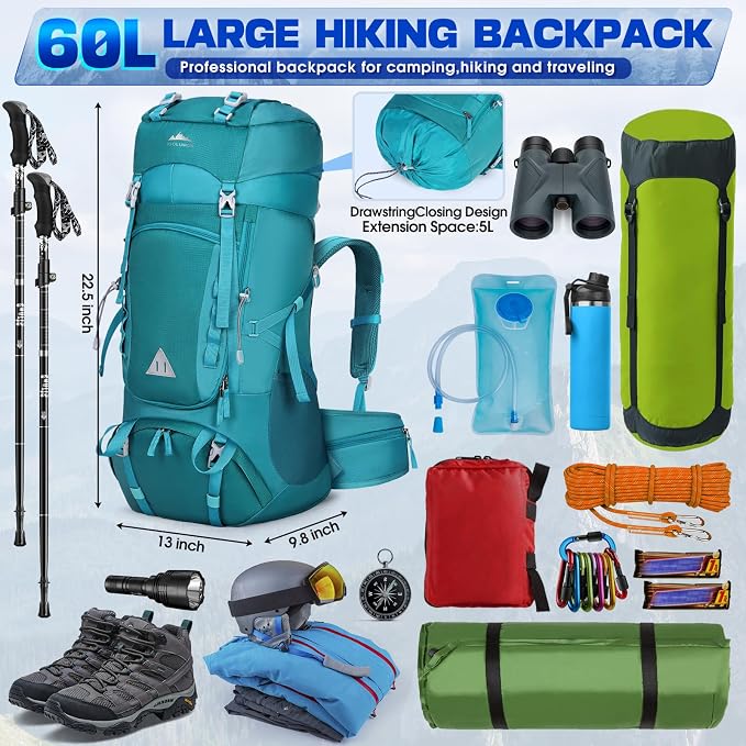 IGOLUMON 60L Hiking Backpack Waterproof Camping Backpack - Image 2