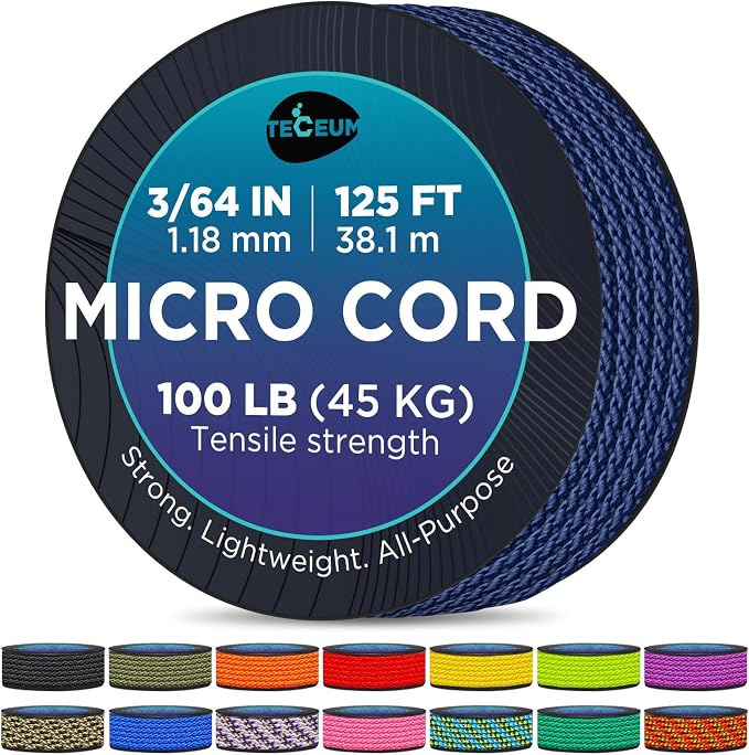 TECEUM Micro Paracord – 1.18 mm X 125 ft – Micro Utility Cord – Thin Braided by TECEUM