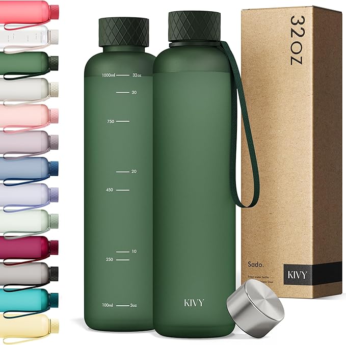KIVY Slim Water Bottle 32oz Fits Backpack & Cupholder by KIVY