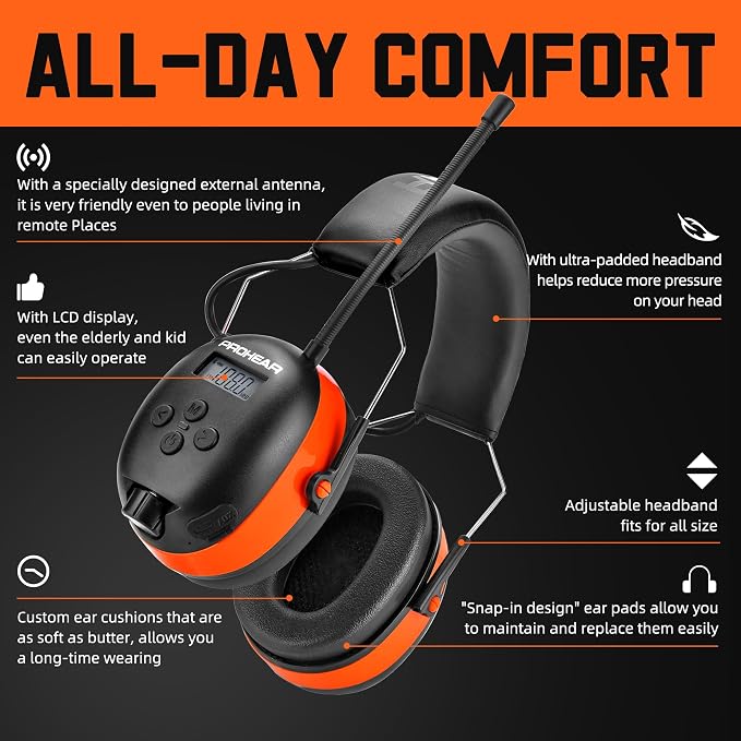 PROHEAR 033 2.0 Upgraded Bluetooth Hearing Protection AM FM Radio Headphones - Image 4
