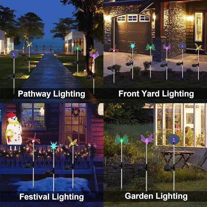 Glintoper 6 Pack Solar Garden Stake Lights Outdoor, Solar Butterfly Figurine - Image 7