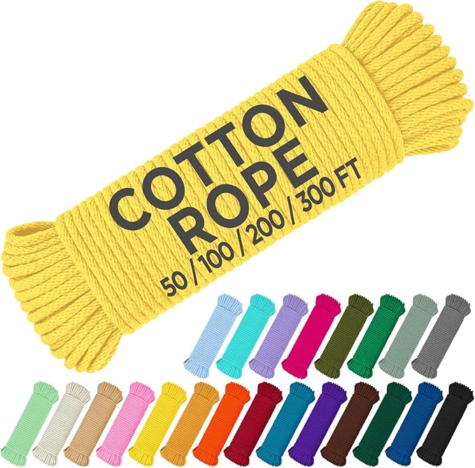 TECEUM Cotton Rope 3/16” – 100 FT – Strong All-Purpose Braided Rope – Natural by TECEUM