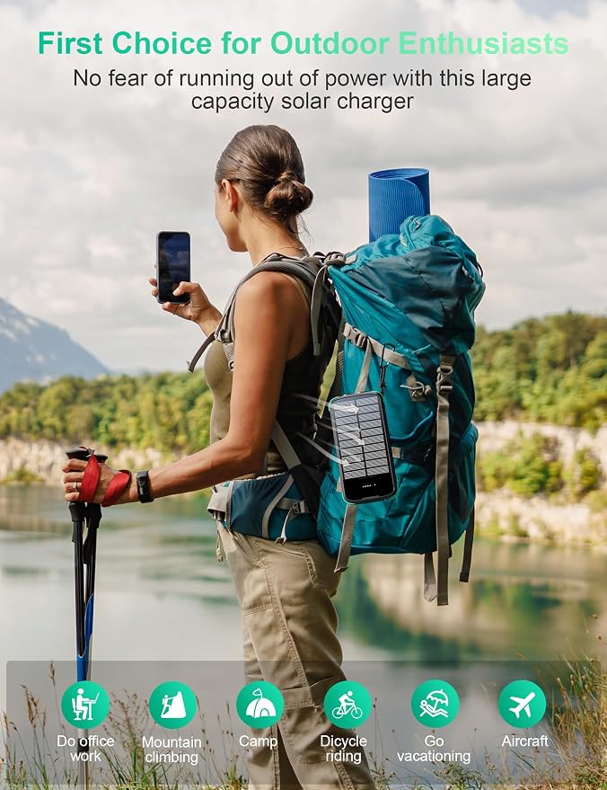 Solar Charger Power Bank, PD 20W Fast Charging External Batter, 40000mAh - Image 9