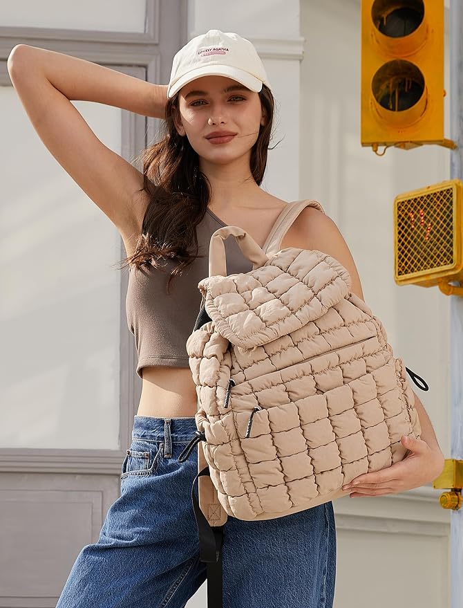 CLUCI Puffy Quilted Backpack Purse - Image 2