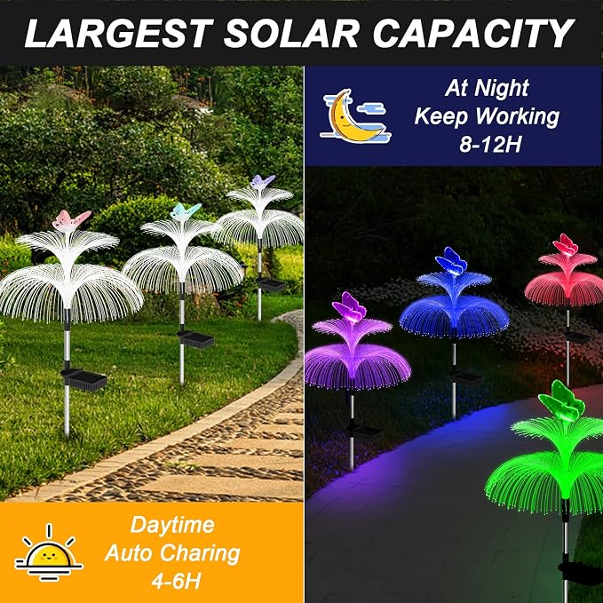 Weepong Solar Garden Lights Waterproof 3 Pack Solar Lights Outdoor Decorative 7 - Image 2