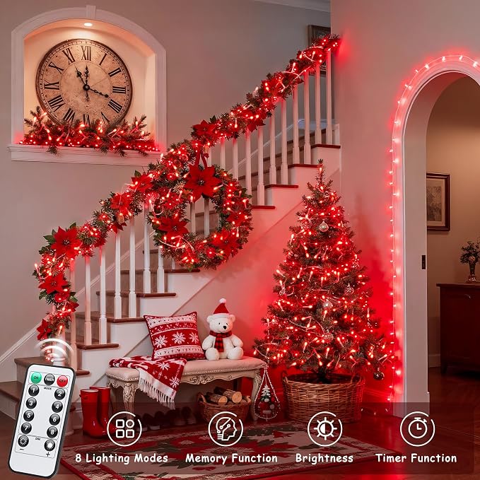 JMEXSUSS 33ft 100 LED Red Battery Operated Lights - Image 8