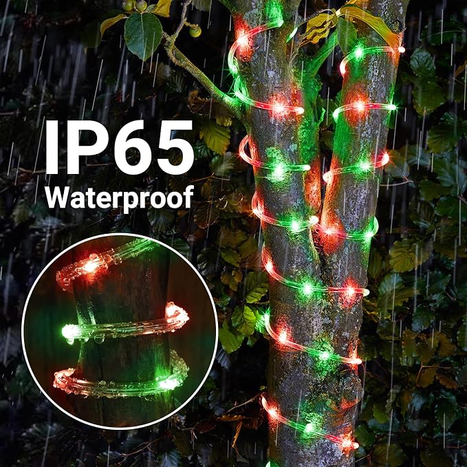 Solar Rope Lights, 33ft 100LED Solar String Lights, 8 Modes Waterproof Solar - Image 5