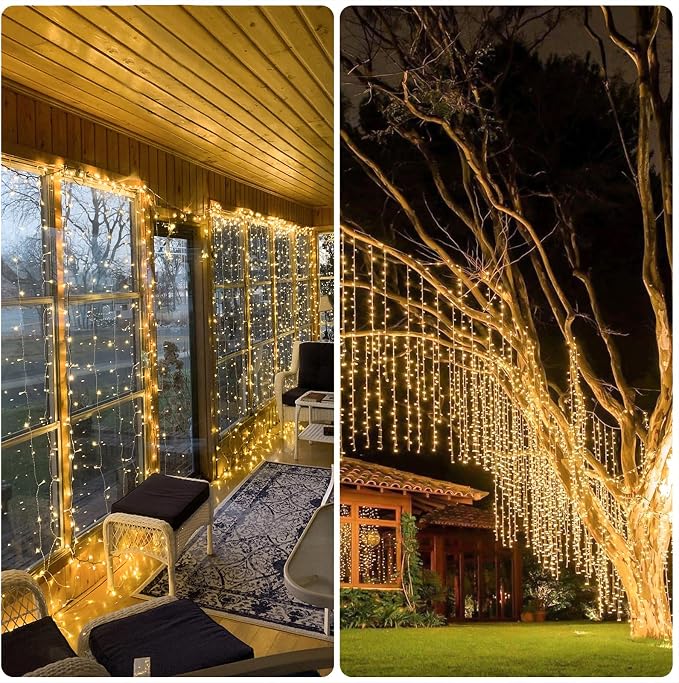 JMEXSUSS 900 LED Outdoor Curtain Lights, 9.5x29.5ft Christmas Lights Plug in - Image 9