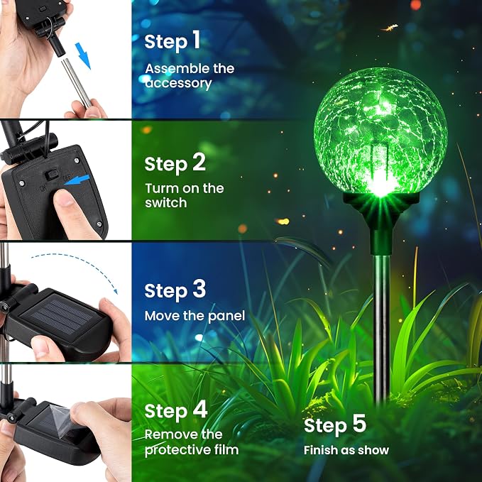GIGALUMI Solar Garden Lights 3 Pack, Solar Lights Outdoor Decorative Waterproof - Image 4