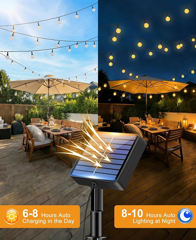 btfarm Solar String Lights Outdoor Waterproof, 50 LED 49 FT Solar Powered Patio - Image 3