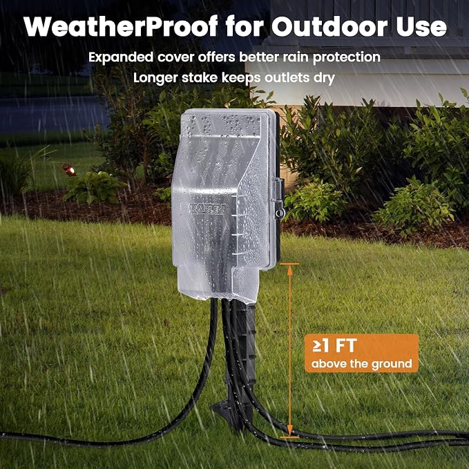 SURAIELEC Outdoor Power Stake, Dusk to Dawn Light Timer, 25FT Extension Cord - Image 5