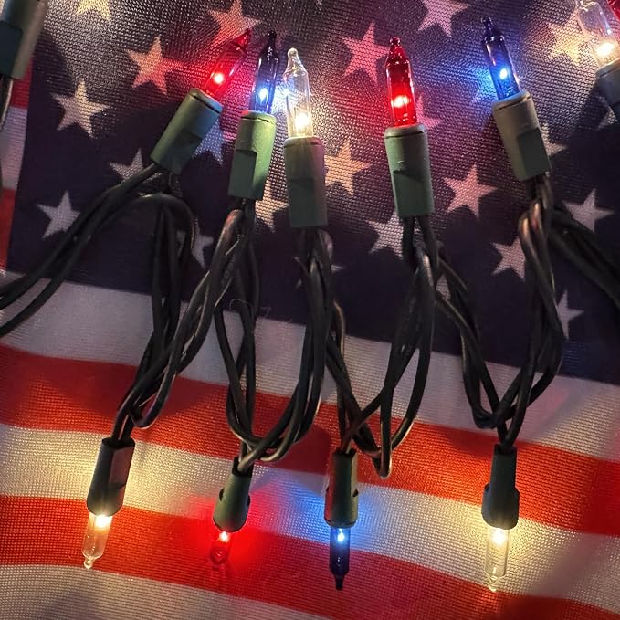 HISHINY Red White Blue 4th of July Patriotic Decorations Lights 100 Count Mini - Image 6