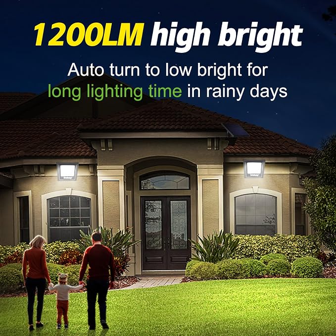intelamp 4400mAh Solar Flood Lights, 2 Pack Outdoor Solar Security Light Dusk - Image 2