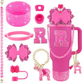 9PCS Hot Pink for Stanley Cup Accessories Set Bling Initials Bow Charms for by Unknown