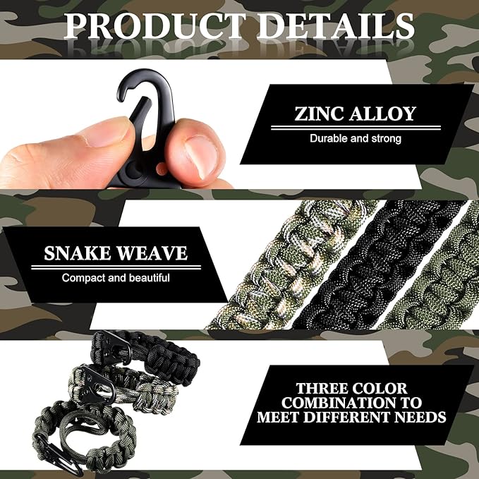 Shappy 3 Pcs Paracord Keychain Weave 550 Paracord 9 Inch Tactical Lanyard - Image 3