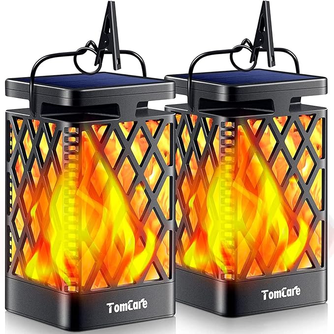TomCare Solar Lights Outdoor Flickering Flame Solar Lantern Outdoor Hanging by TomCare