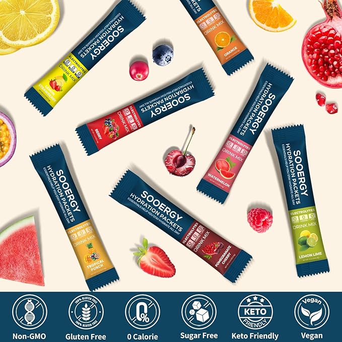 Electrolytes Powder Packets Sugar Free Hydration Packets, 7 Flavors Liquid - Image 5