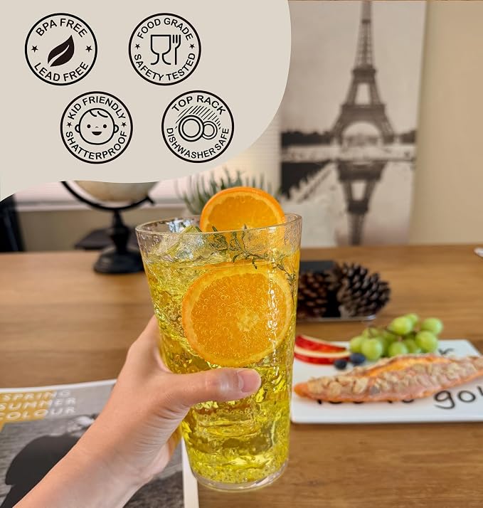 KLIFA- NICE- 29 ounce, Plastic Jumbo Drinking Glasses, Large Acrylic Iced Tea - Image 3