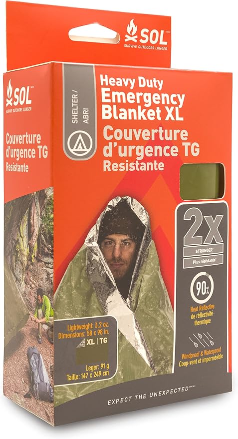 S.O.L. Survive Outdoors Longer 90% Heat Reflective Heavy-Duty Emergency Blanket - Image 2