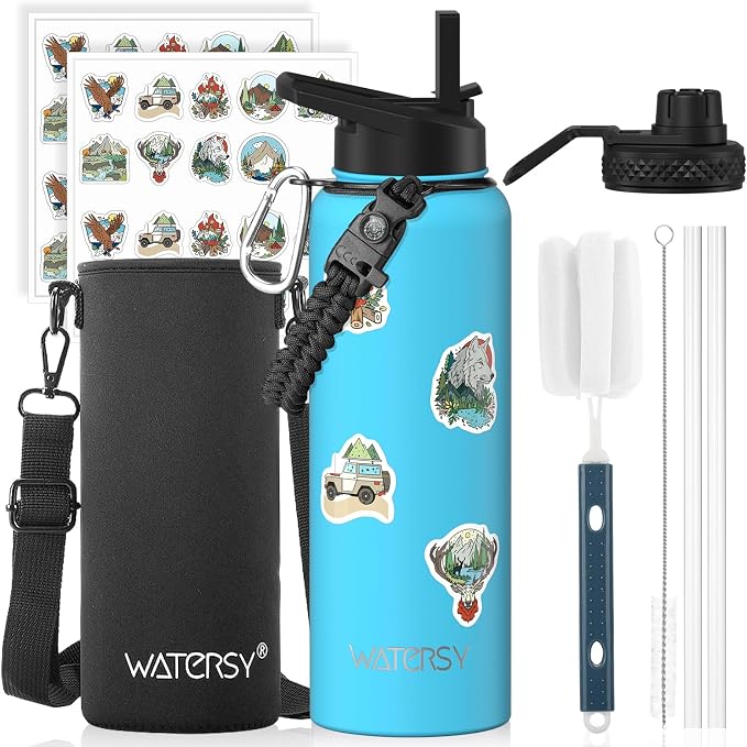 40oz Insulated Water Bottle, BPA Free&Leak Proof, Stainless Steel Water Flask by Watersy