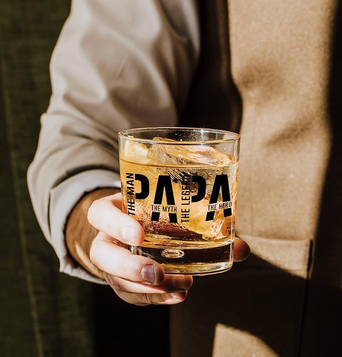 Nogrit Papa Gifts Whiskey Glasses 10 oz, Papa Dad Gifts - Image 4