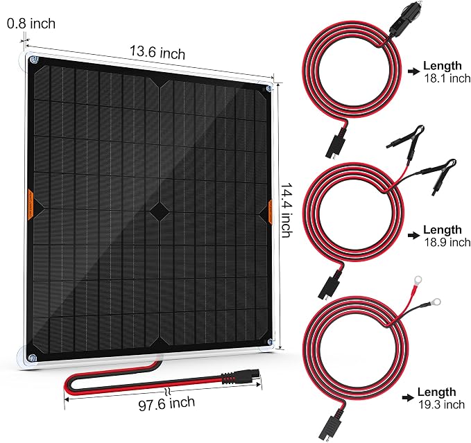 OYMSAE 20W 12V Solar Panel Car Battery Charger Portable Waterproof Power - Image 6