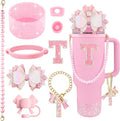 9PCS Pink for Stanley Cup Accessories Set Bling Initials Bow Charms for Stanley by Unknown
