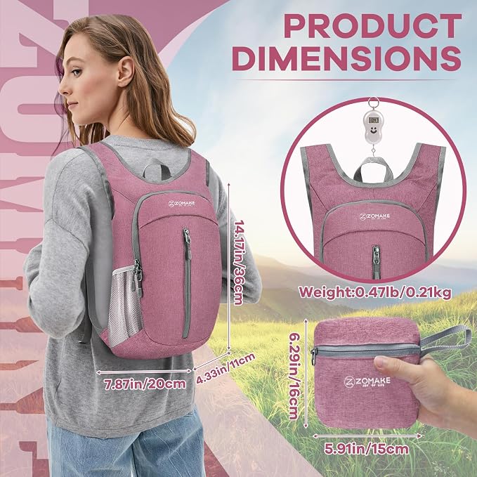 ZOMAKE 10L Ultra Lightweight Packable Backpack, Small Daypack Light Foldable - Image 2