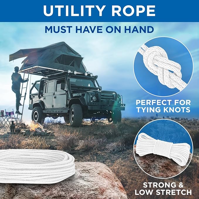 TECEUM Cotton Rope 3/16” – 300 FT – Strong All-Purpose Braided Rope – Natural - Image 6