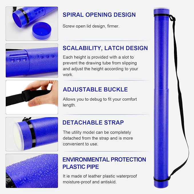 DEWEL Poster Tube, Waterproof Poster Holder Plastic Expandable - Image 3