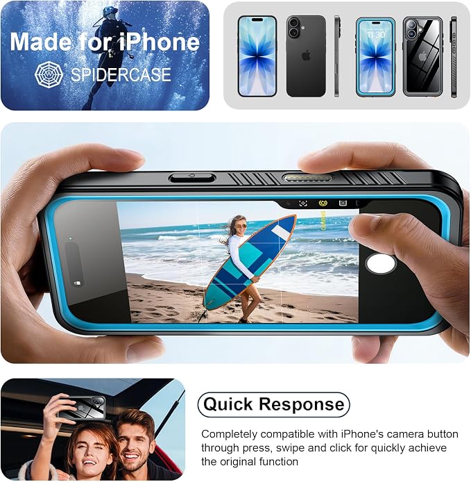 SPIDERCASE for iPhone 17 Case Waterproof, Built-in Lens & Screen Protector - Image 7