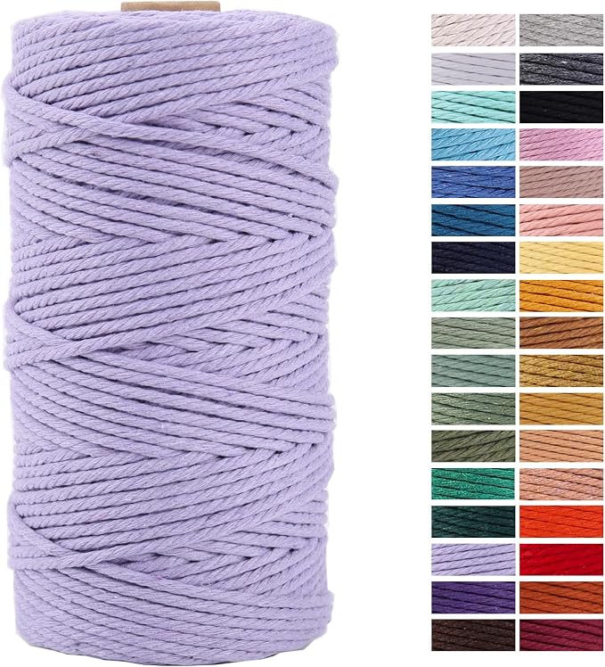Light Purple Macrame Cotton Cord 3mm x 109 Yards by AestheticDesignforYou