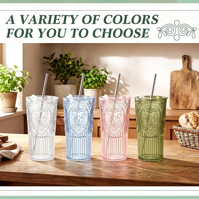8 Set 20oz Vintage Plastic Tumbler - Image 5