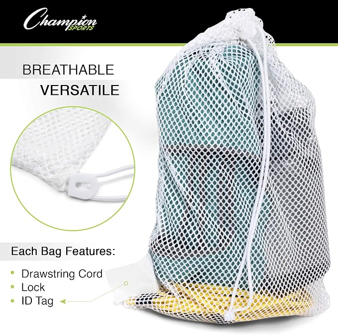 Champion Sports Mesh Equipment Bag – Heavy-Duty Nylon Drawstring Bag - Image 3
