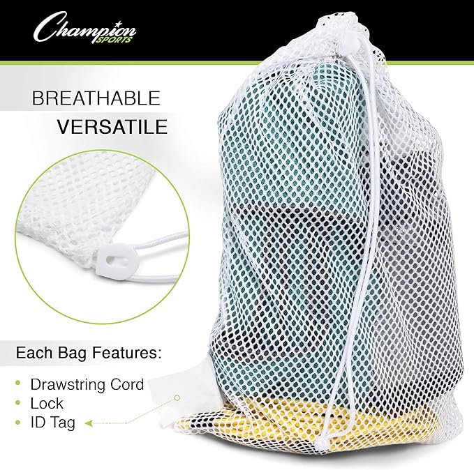Champion Sports Mesh Equipment Bag – Heavy-Duty Nylon Drawstring Bag - Image 3