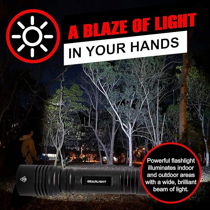LED Flashlight High Lumens, Tactical Flashlight Battery Powered, Bright - Image 5