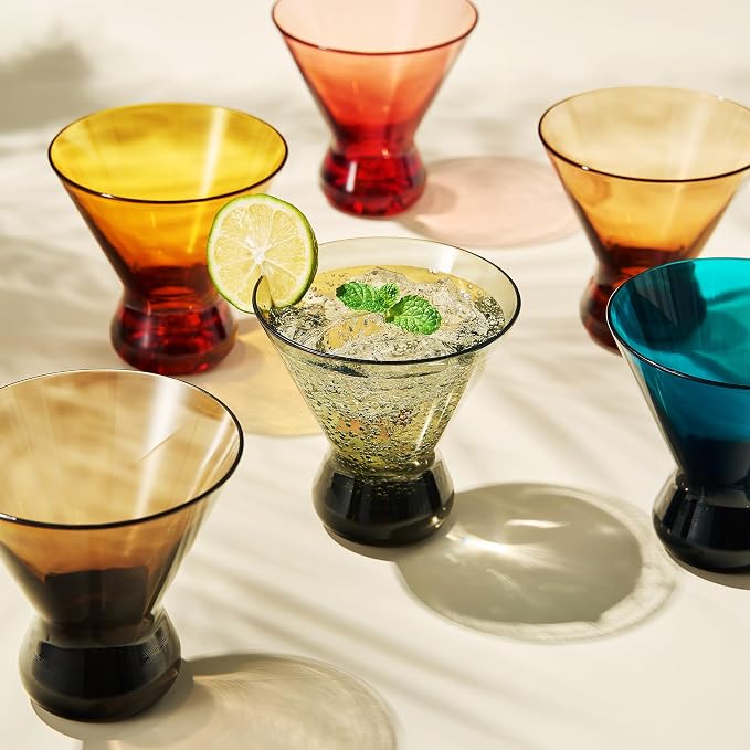13-Ounce Colorful Pastel Plastic Stemless Martini Glasses, Champagne & Cocktail - Image 6
