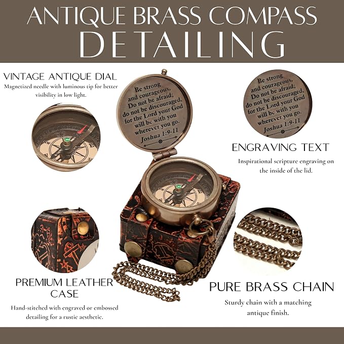 Handmade Brass Antique Compass - Image 4