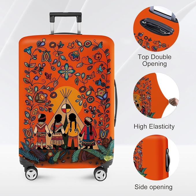 Native American Tribal Teepee Travel Luggage Cover -Stretchable Airplane - Image 2