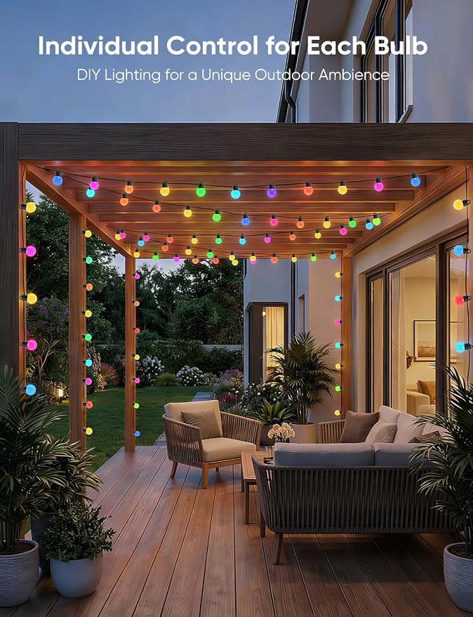 APPECK Outdoor String Lights 150ft, RGBW Color Changing Patio Lights - Image 7