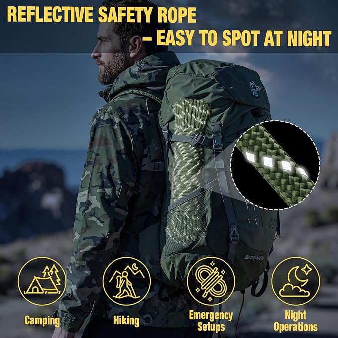 Reflective Paracord Rope 750 lb - 100ft 5/32" Parachute Cord 4MM 12-Strand para - Image 9