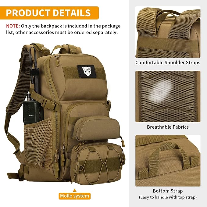 HUNTVP Tactical Backpack Military MOLLE Backpack Hunting Rucksack Gear Assault - Image 6
