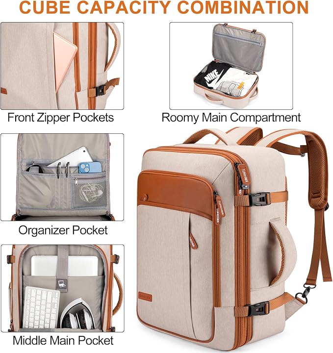 Lumesner Carry on Travel Backpacks, Extra Large 40L Flight Approved Bag - Image 5