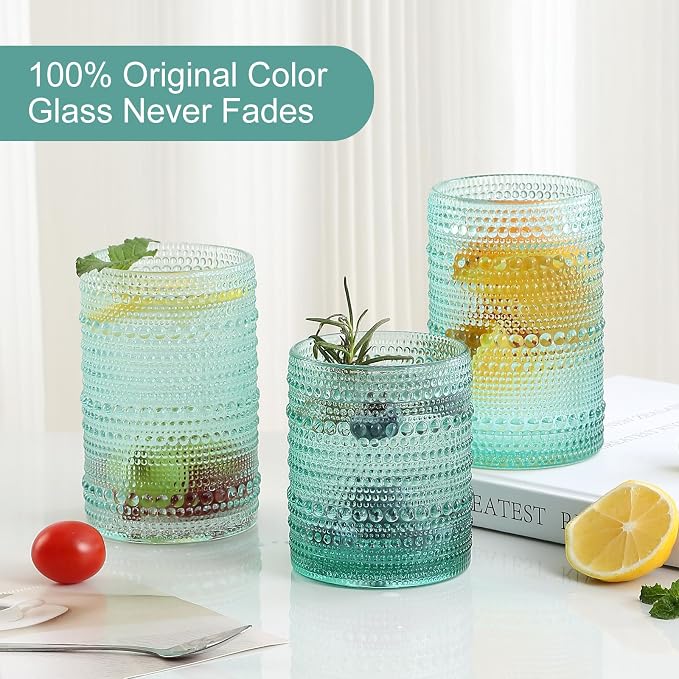 ZMOWIPDL Vintage Glassware Drinking Glasses Set of 12, Light Blue 12oz & 15oz - Image 3