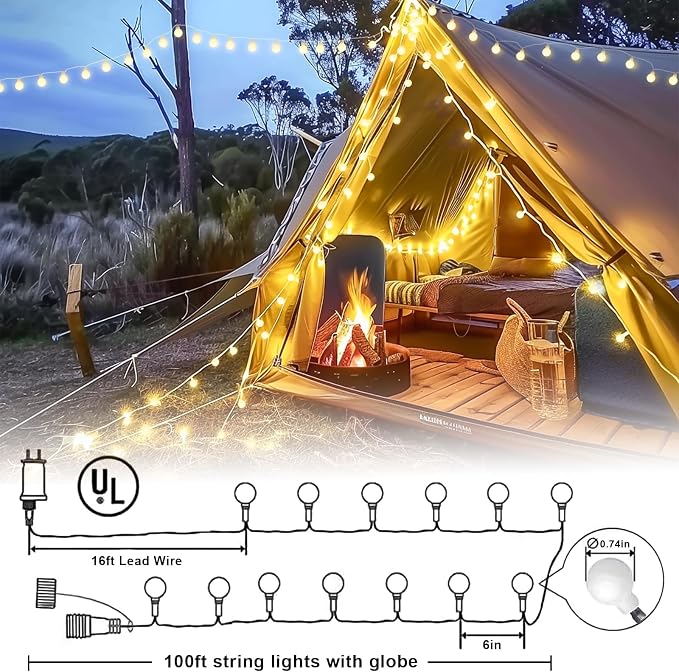 100ft Globe String Lights Indoor Outdoor Waterproof, 200 LED Christmas fairy - Image 7